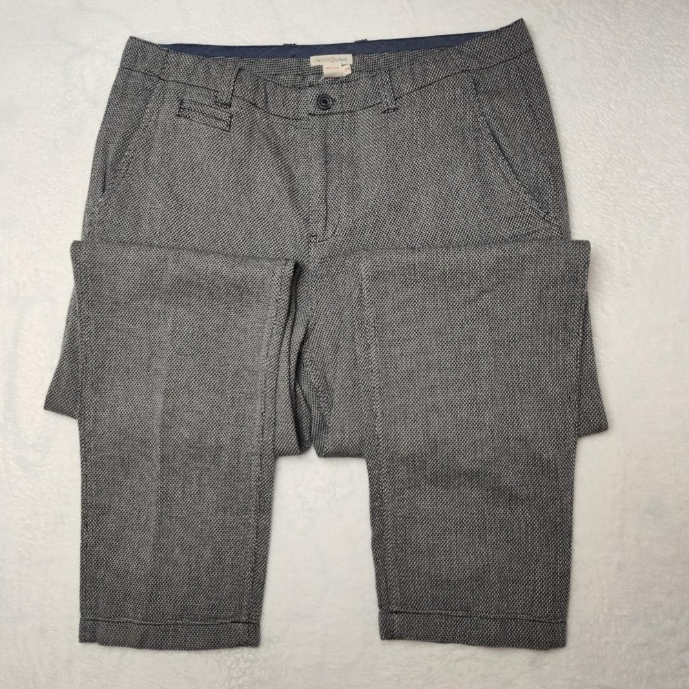 Carbon2Cobalt Pants Mens 36x33 Gray Check Cotton Chino Straight Casual Trousers - Picture 3 of 12